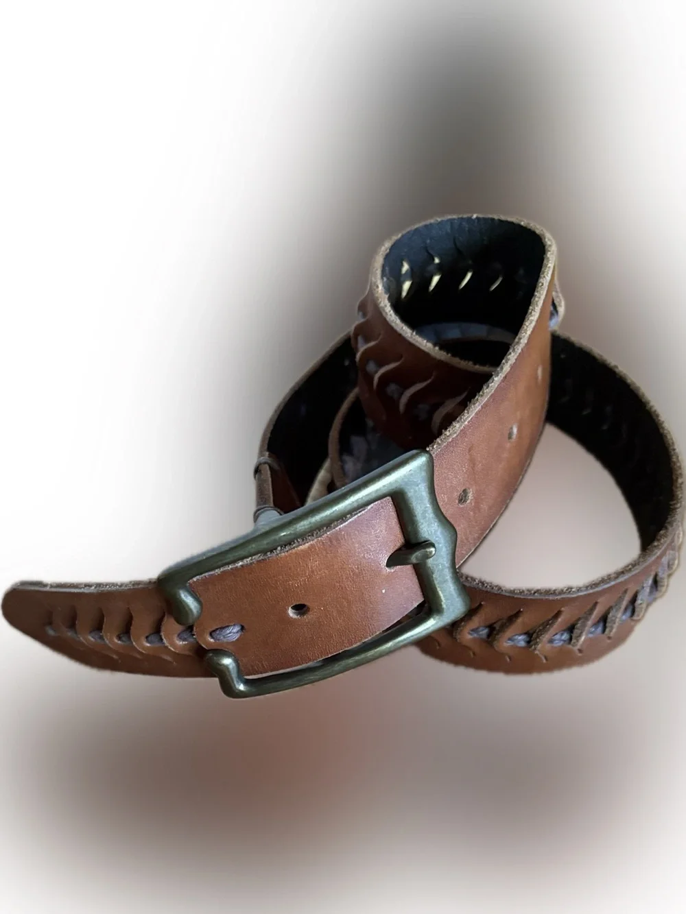Braided Accent Women's Leather Belt - Brown